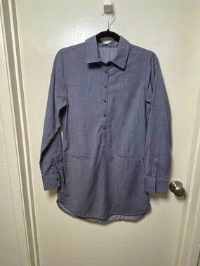 Icebreaker Merino Wool Women's Long Sleeve Tunic Shirt Blue Gray Size Small